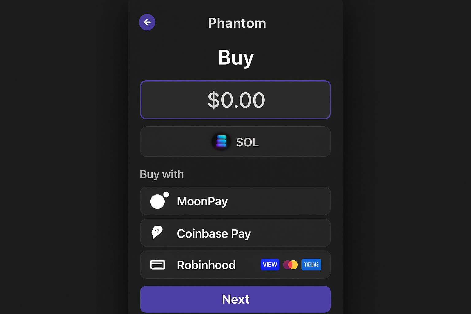 Buy SOL in Phantom